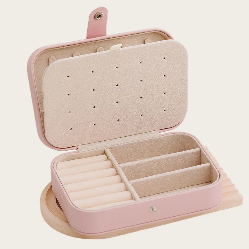 Portable Leather Travel Jewelry Storage Box Mini Organizer Case for Earrings Necklace Ring Daily Storage & Display