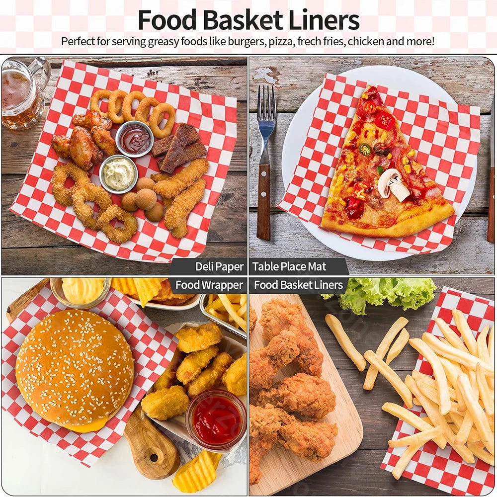 50-200Pcs Deli Wax Paper Old Newspaper Greaseproof 22x22CM Burger Bread Wrap Basket Mat for Fries Sandwich Papel Antigrasa