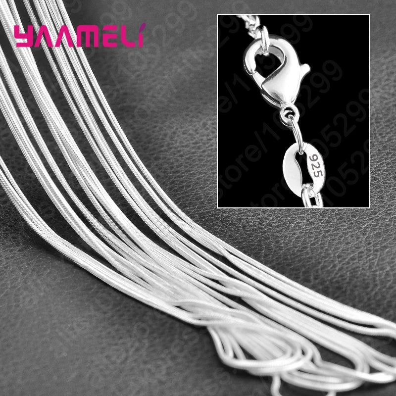 5pcs Lot Wholesale Pure S925 Sterling Silver Charm Link Chain Necklace Jewelry with Strong Smooth Lobster Clasps 16-30 Inches