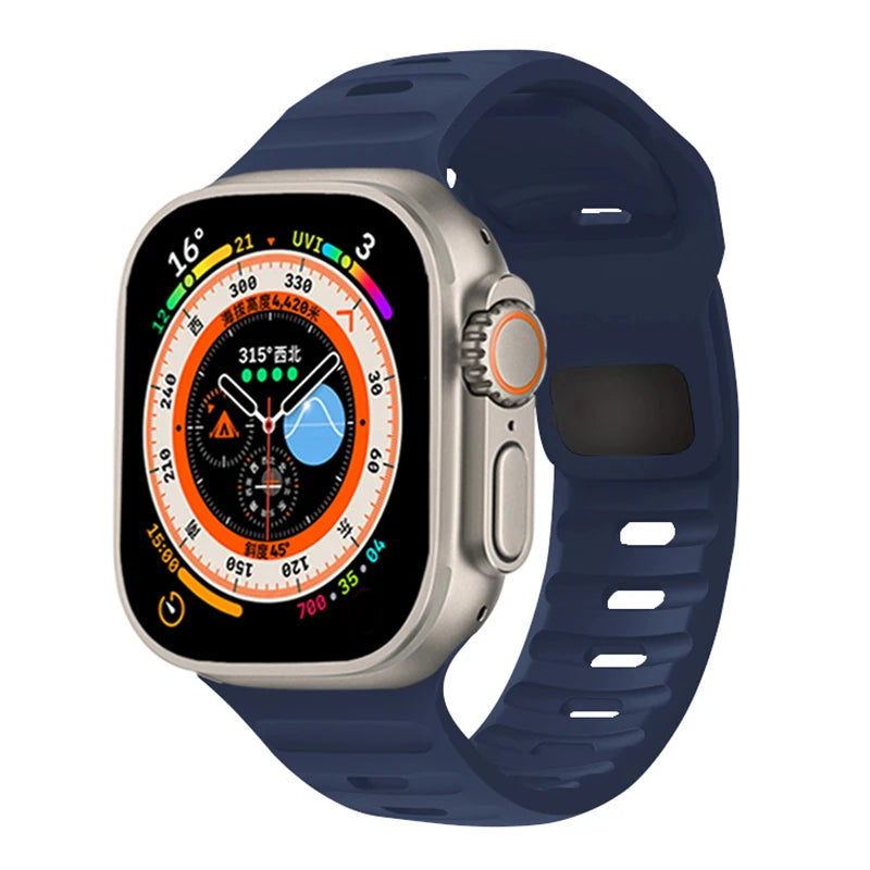 Silicone Strap For Apple Watch ultra2 Band 44mm 49mm 45mm 41-46-42mm 40mm sport correa bracelet iwatch Series 10 7 6 se 3 8 9 11