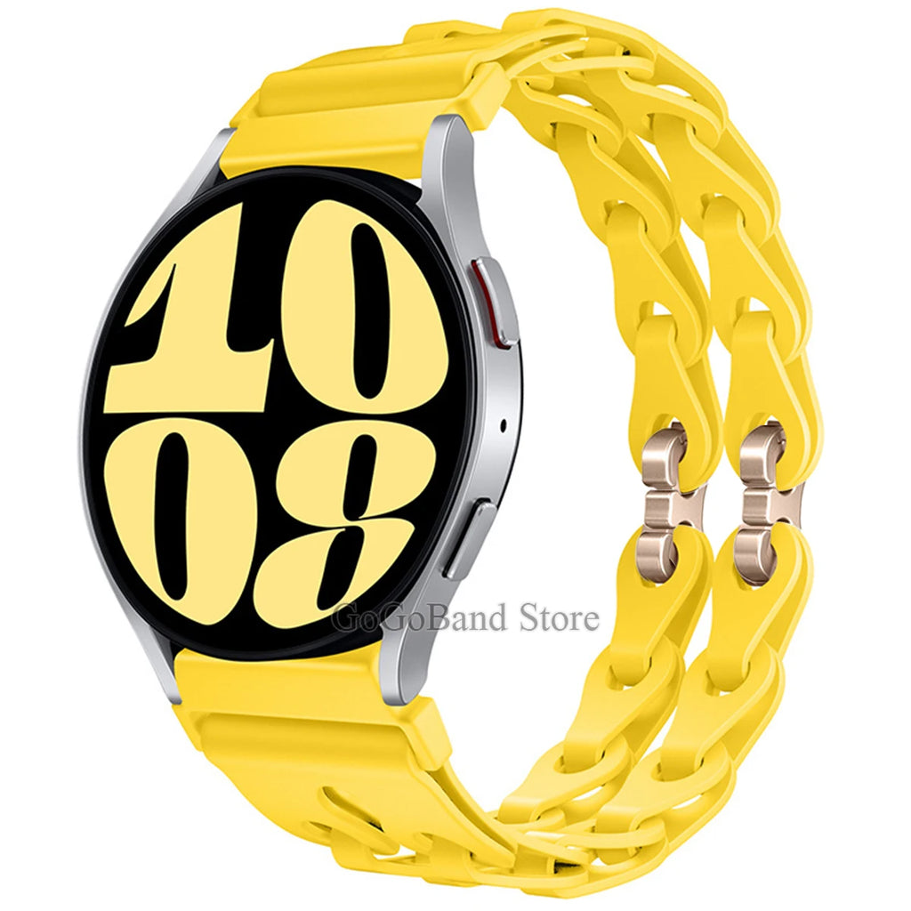 22mm 20mm Chain Strap for Samsung Galaxy Watch 7 6 5 4 6Classic Silicone Band for Huawei GT4 3Pro for Amazfit GTR 4/GTS Bracelet