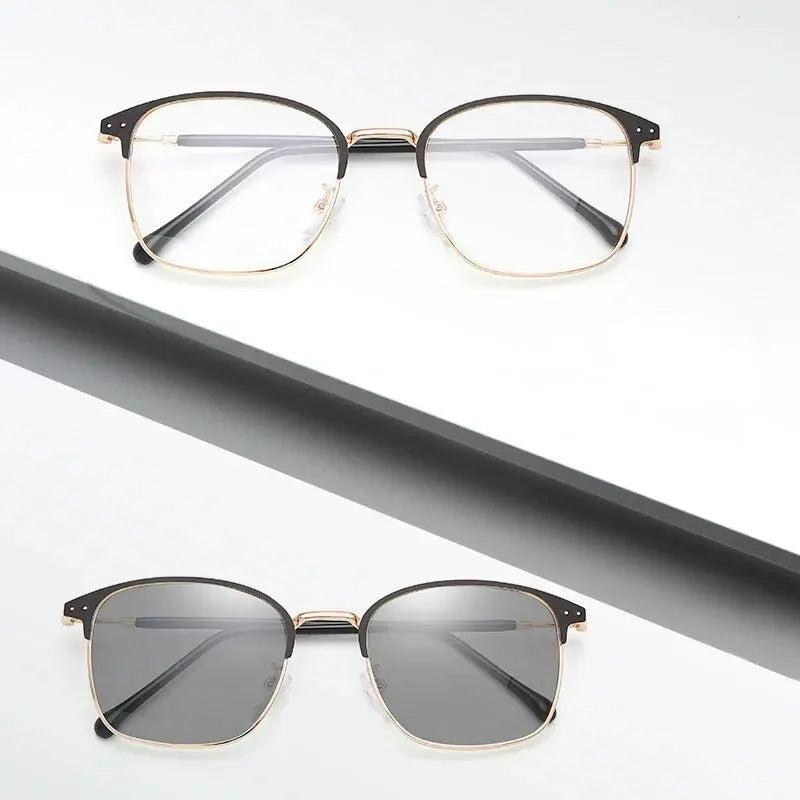 Photochromic Frameless Eyeglasses for Men Fashion Glasses Anti Radiation Eye Sunglasses for Men Korean Glasses Rectangle Compute