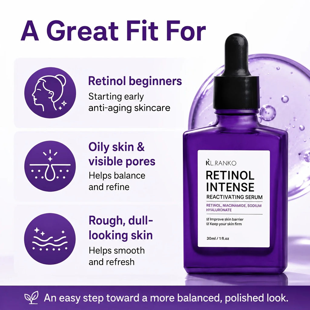 Retinol Intense Serum With Bakuchiol & Retinal | Bakuchiol Plumping Serum For Face Firming & Refining Skin Texture | Retinol Serum For Face, 1.01oz