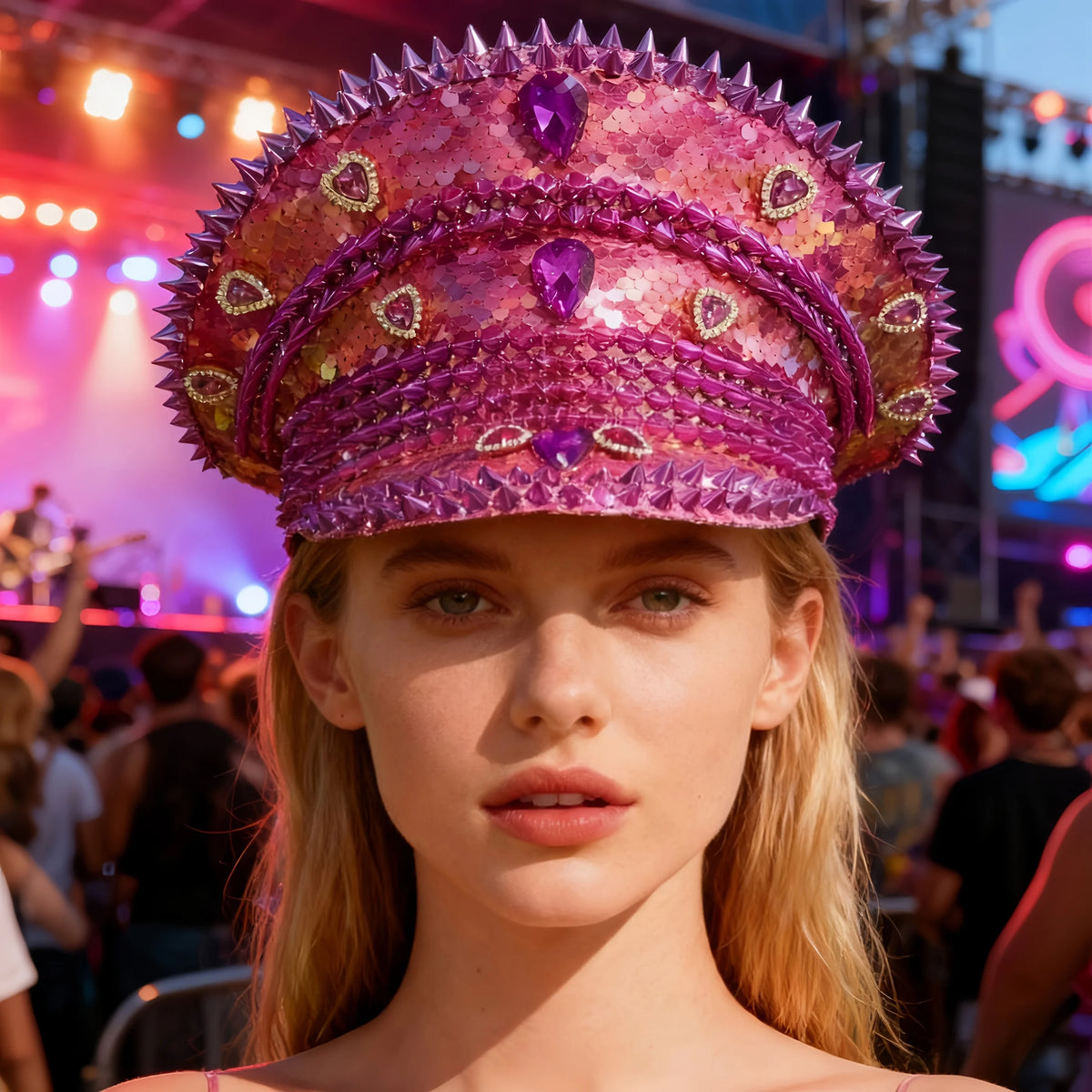 HongLuan Blue Steampunk Captain Hat Rhinestone for Burning Man Festival Woman, Vintage Military Accessories & Military Cap Man
