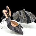 Venus Chan Green Color Pointed-Toe High Women Heels Shoes and Bags for Women Rhinestone Evening Party Elegant Luxury Handbag