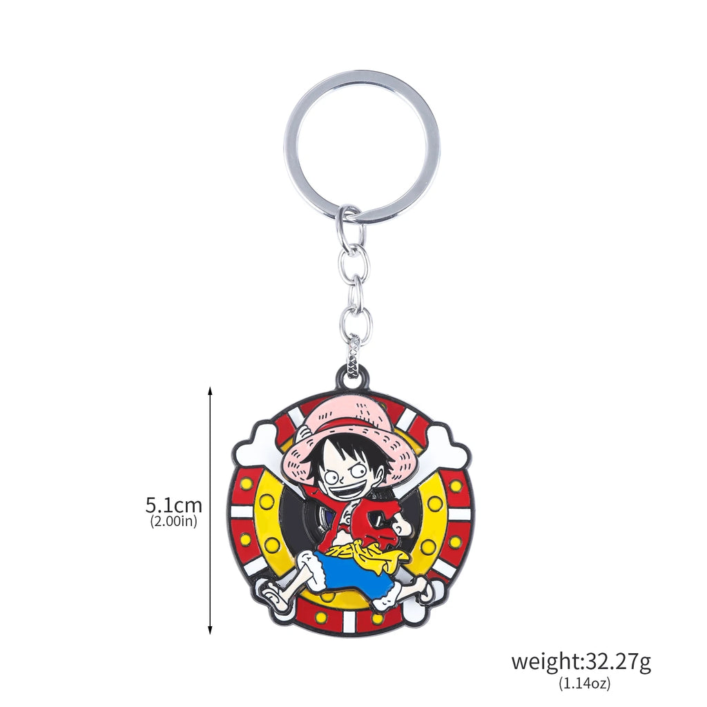 One Piece Luffy Straw Hat Keychain Rotatable Zoro Skull Metal Pendant Role-Playing Decorative Accessories Fan Jewelry Gift