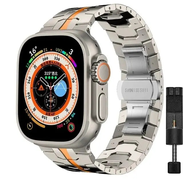 Ultra 2 Titanium Color Strap For Apple Watch 49mm 45mm 44mm 42mm Luxury Metal Band For IWatch 8 9 46mm Stainless Steel Bracelet