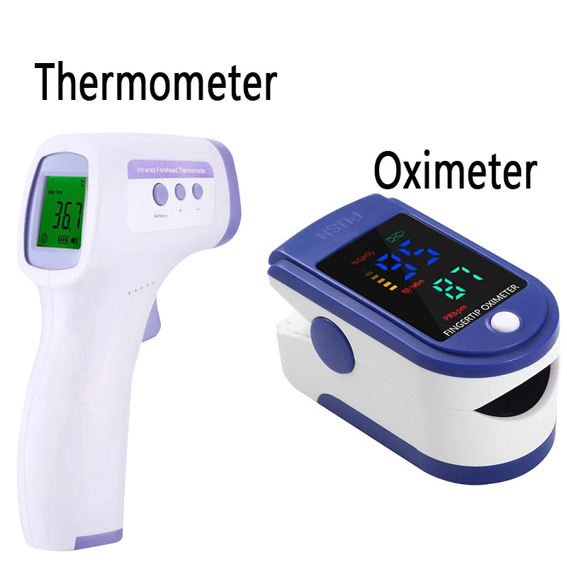 Digital Infrared Thermometer Forehead Body Non-Contact Fever Thermometers Or Medical Portable Finger Pulse Oximeter Blood Oxygen