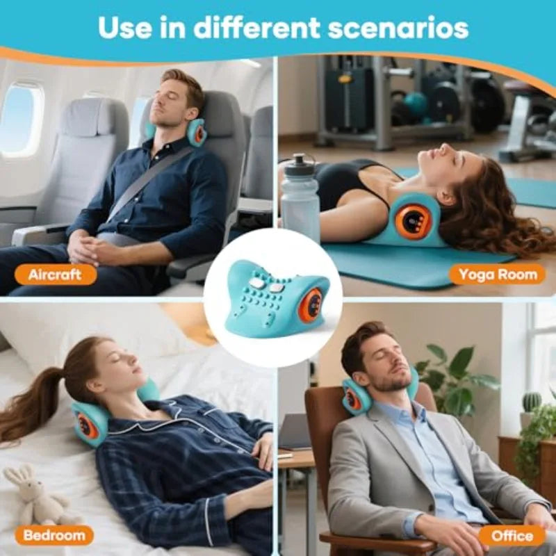 Electric Neck Cervical Traction Massager Vibration Kneading Massage Pillow Ergonomic Head Pillow Home Relax Tool