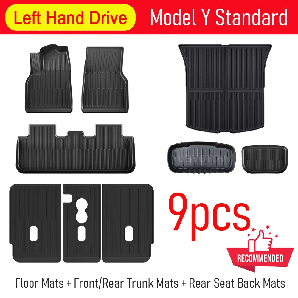 Floor Mats for 2026 2025 Tesla Model Y RWD AWD Trunk Mats Cargo Liner Frunk Backrest Mat Pads Accessories (Standard Models Only)