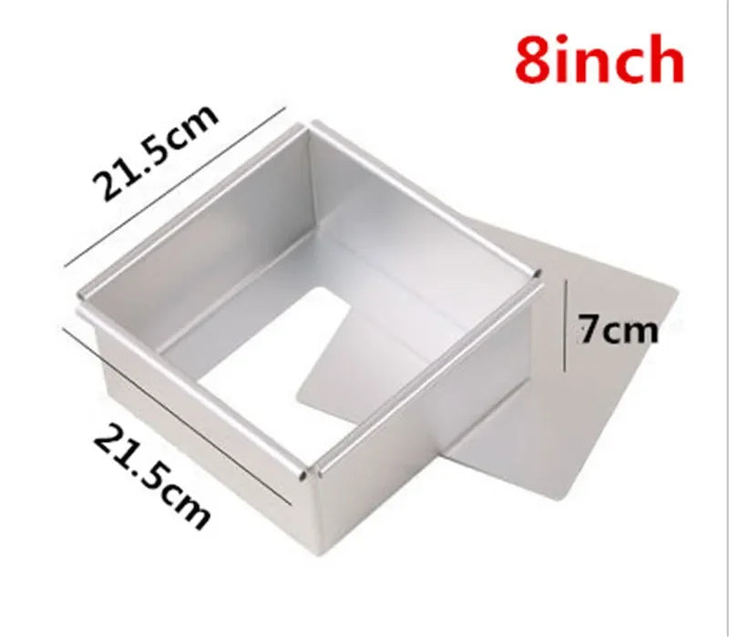 Square Cake Pan with Removable Bottom Anodized Aluminum Wedding Birthday Baking Cake Tin Cheesecake Pan Chiffon Mold stencil