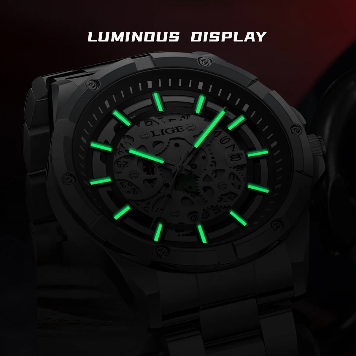 LIGE Business Men's Watches Waterproof Calendar Luminous Fashion Quartz Watch For Man Stainless Steel Male Clock Reloj Hombre