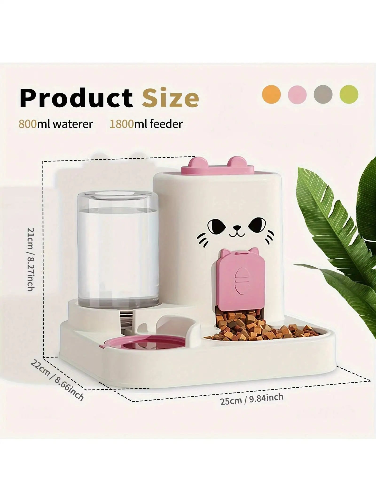 2-In-1 Cat Food And Water Dispenser, All-In-One Fully Automatic Feeder And Water Dispenser, Cute Pet Water Bottle, Durable And Easy To Clean