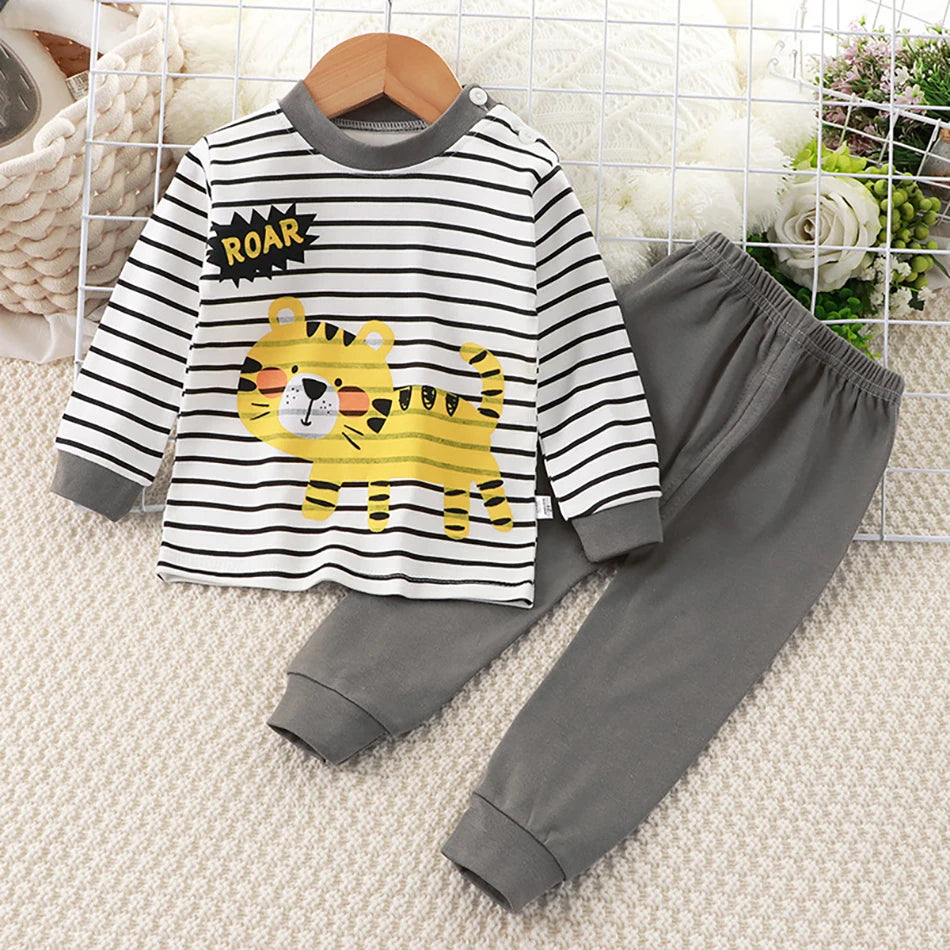 Cartoon Unicorn Animal Sleepwear Children Pajamas Sets Unisex Kids Autumn Clothing Durable Soft Warm Comfort for Every Day Use