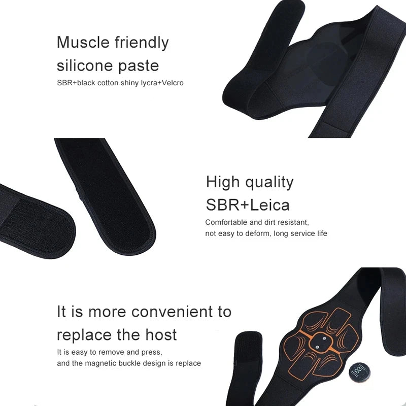 Electric Abdominal Muscle Stimulator EMS Trainer Belt Home Gym Fitness Slimming Massager Waist Belly Weight Loss USB Recharge