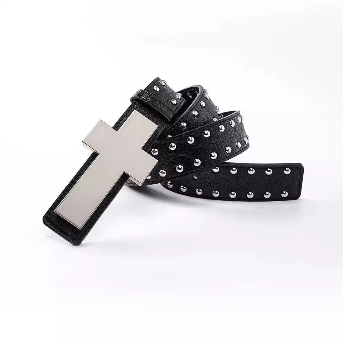 Punk Cross Belt for Men Women, Y2K Gothic Rivet Studded Belt, Hip Hop Streetwear Waist Belt for Jeans