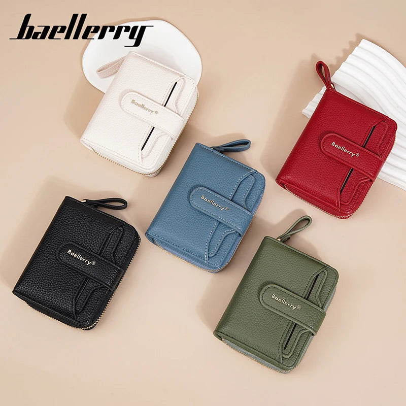 New Short Women Zipper Wallets Large Capacity Card Holder Brand Female Purses Quality Coin Pocket Photo Holder Wallet For Girls