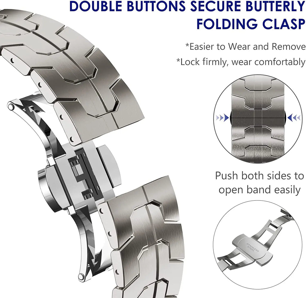 Stainless Steel Strap for Apple Watch Ultra 2 49mm 7 8 9 45mm 44mm Man Metal Link Bracelet iWatch Band 6 5 4 SE 3 42mm 41mm 40mm
