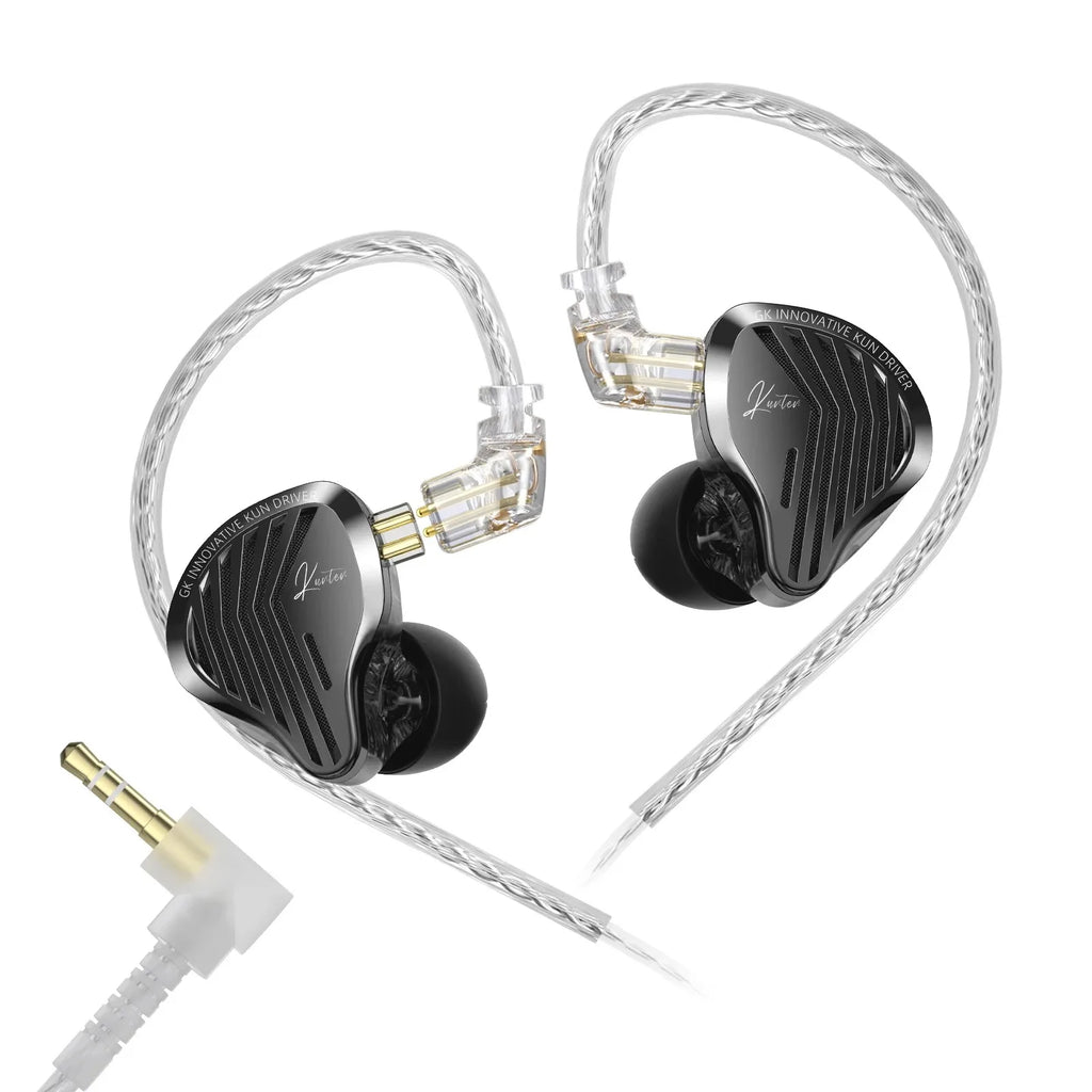 Gk Kunten 1DD Dynamic Drive Earphone Hifi IEMs In Ear Earbuds 2pin Detachable Cable Metal Gamer Headset
