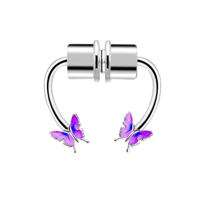 Stainless Steel Magnet Nose Piercing Heart Butterfly Fake Nose Ring 16G Horseshoe Ring Bee Nose Clip Body Jewelry for Piercings
