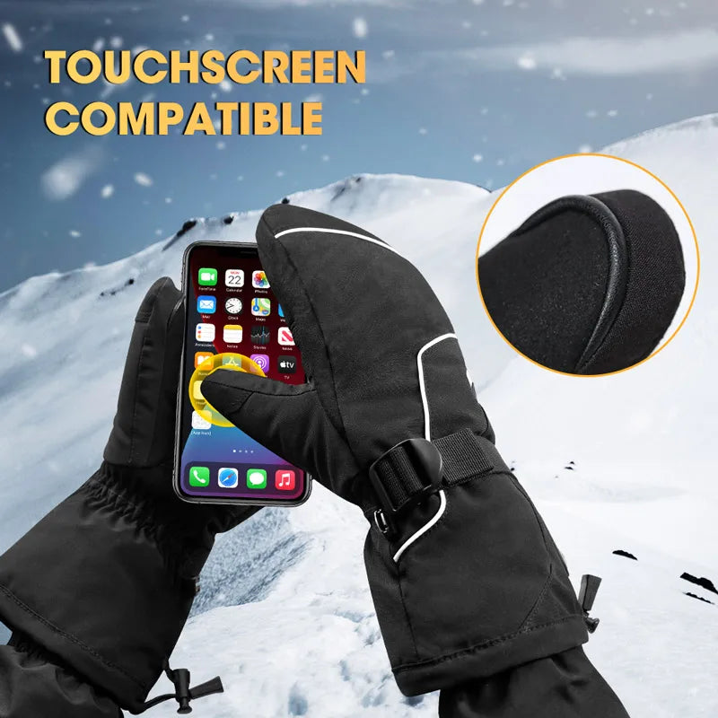 SNOW DEER Electric Ski Gloves for Husband Women Winter Heated Mittens Men Rechargeable Battery Waterproof Thermal Warm hand