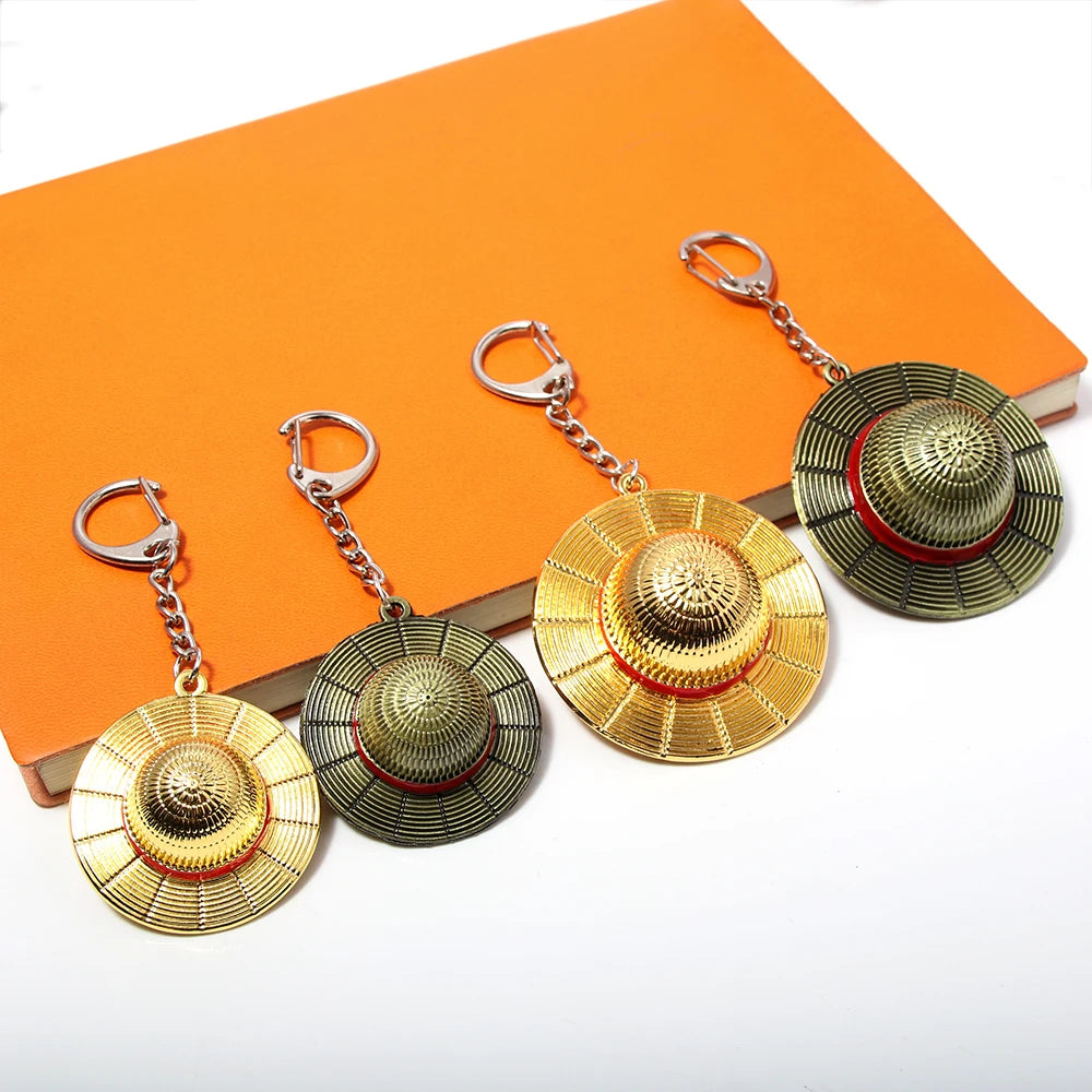 One Piece Luffy Straw Hat Keychain Rotatable Zoro Skull Metal Pendant Role-Playing Decorative Accessories Fan Jewelry Gift