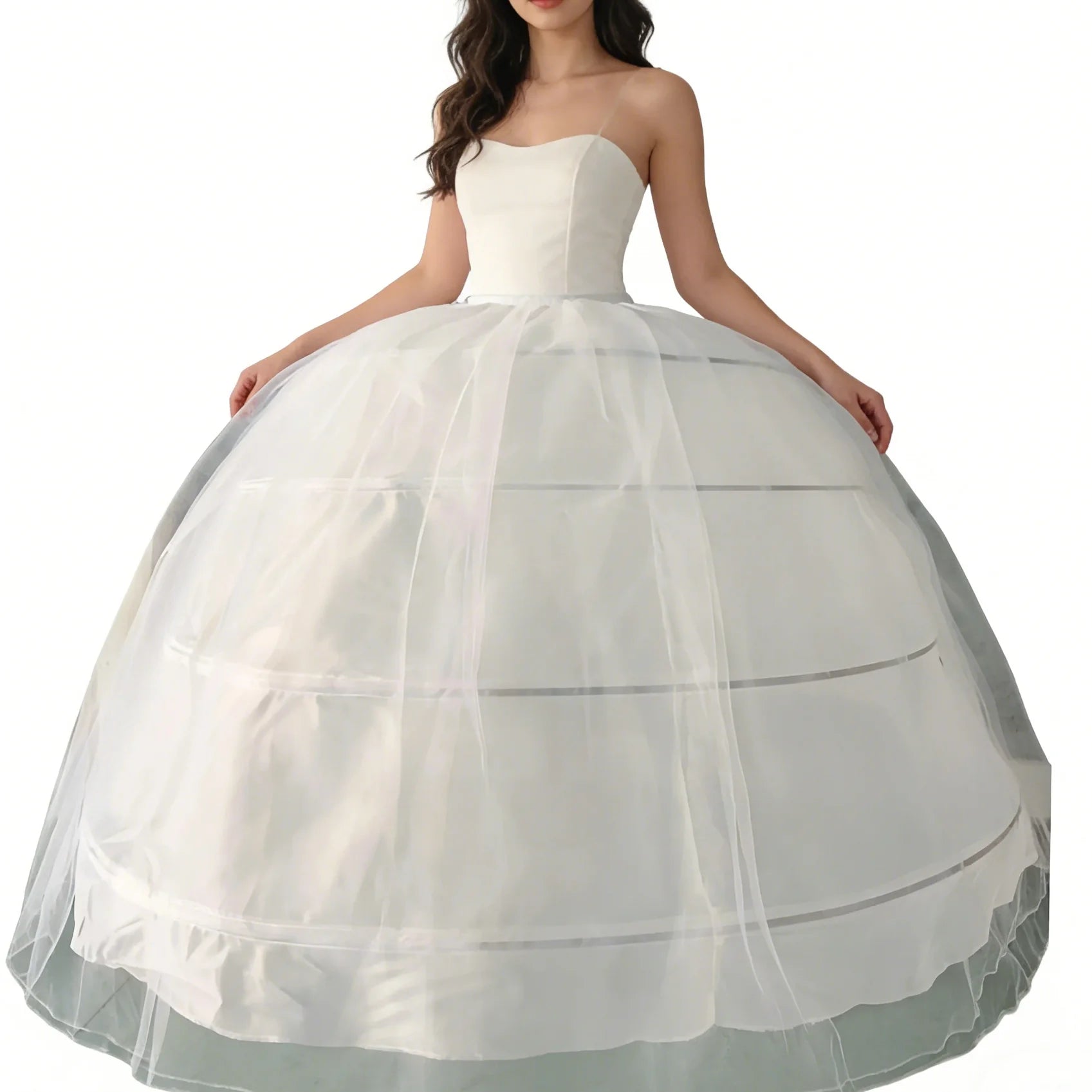 New Hot Sell 4 Hoops Big White Petticoat Super Fluffy Crinoline Slip Underskirt For Wedding Dress Bridal Gown In Stock