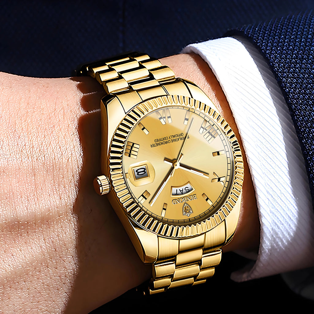 BINBOND Luxury Precise Quartz Wristwatches for Men Luminous Waterproof Week Auto Date Men's Watch Durable Fashion Casual Reloj