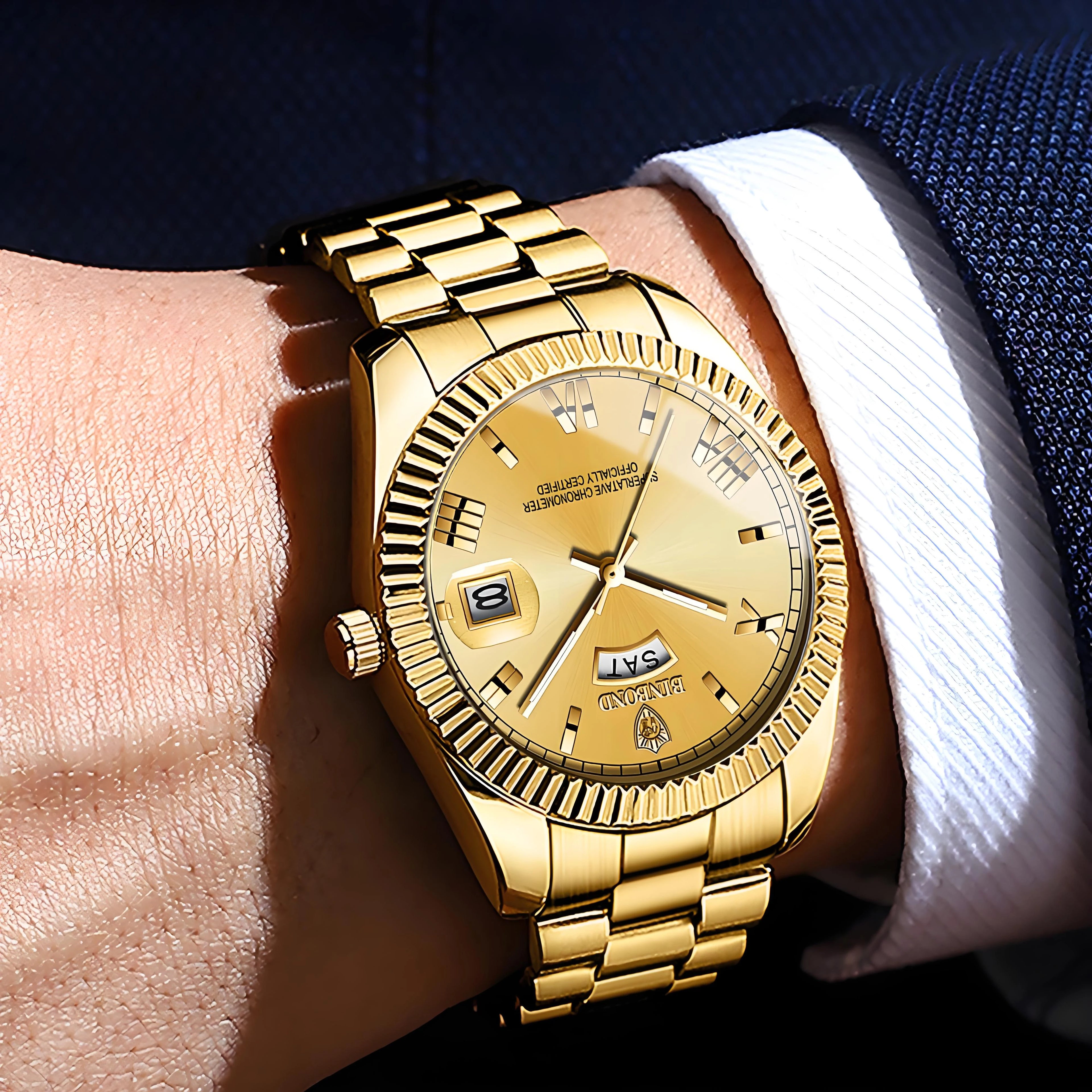 BINBOND Luxury Precise Quartz Wristwatches for Men Luminous Waterproof Week Auto Date Men's Watch Durable Fashion Casual Reloj