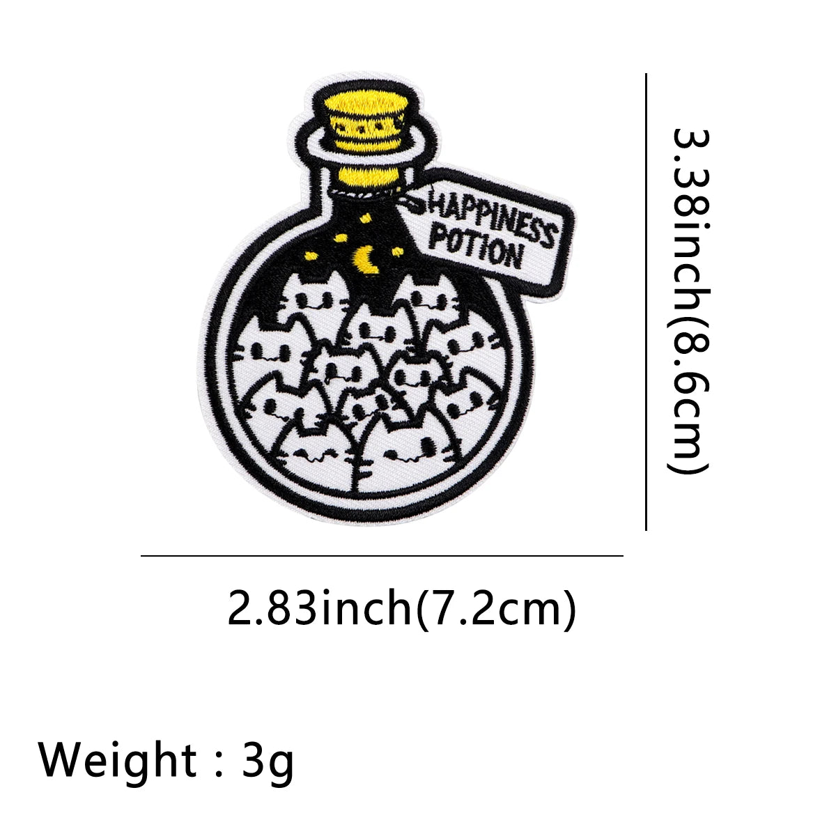 Cute Bottle Black Cats Embroidered Patches for Clothing Jackets Cartoon Patch DIY Iron on Patches Applique Accessories Sticker