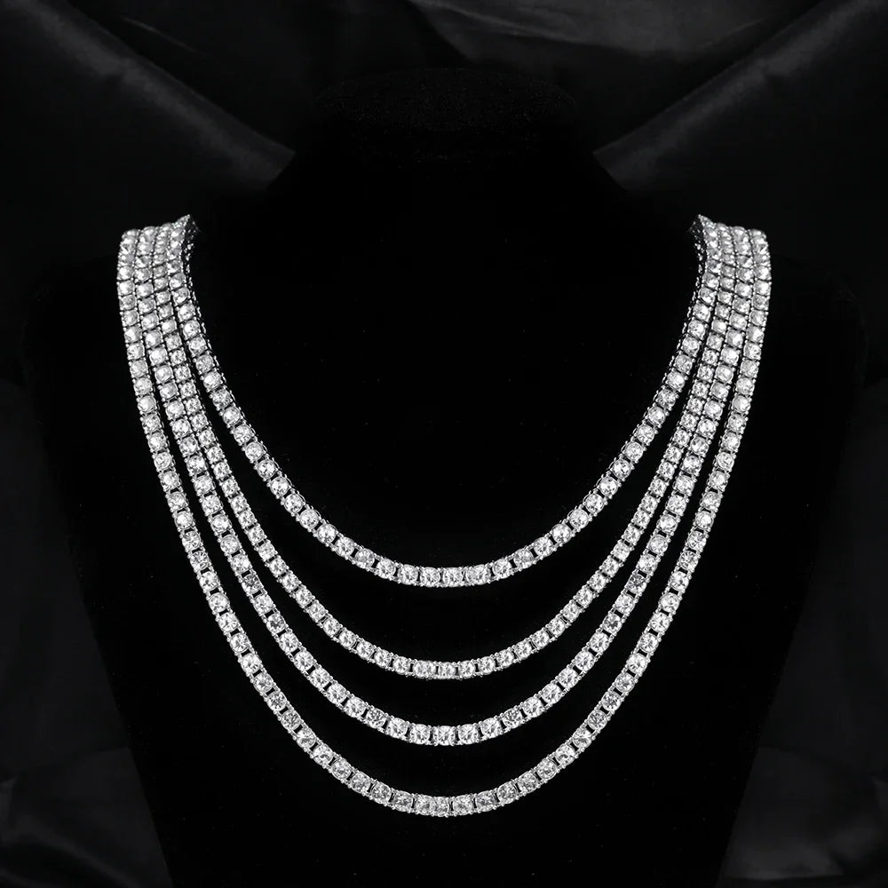 4MM 5MM Bracelet Necklace for Women Men Iced Out Tennis Chain Fashion Hip Hop Chain Jewelry for Men Necklace Accessories