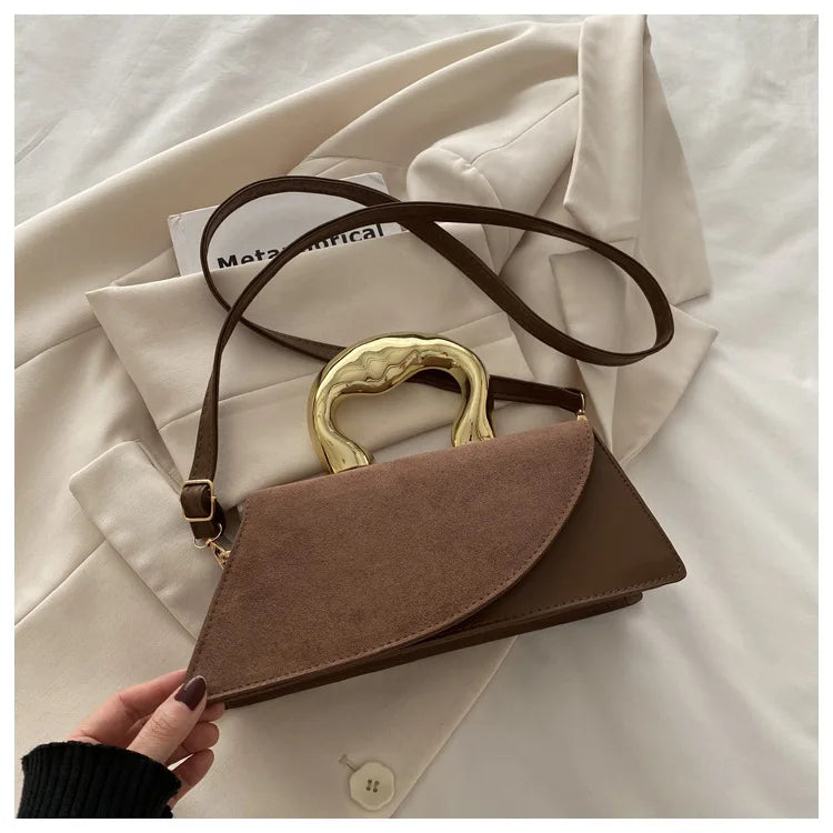 New Minimalist Design Shoulder Bag for Women Light Luxury Large Capacity Casual Metal Hand-held Crossbody Bags Female Handbag