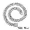 Drop Shipping Hip Hop Cuban Link Chain Necklace Silver/18k Gold Plated 10/12/14/15/20mm Iced Out Diamond CZ Gift for Him/Her