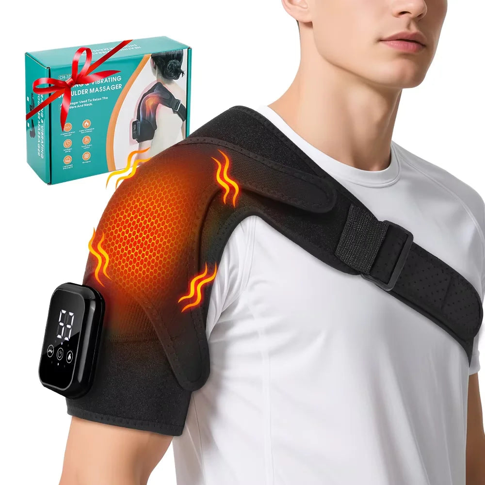 Electric Heating Shoulder Brace LED Display Vibration Shoulder Massage Support Belt Strap For Joint Brace Care Muscle Relaxation
