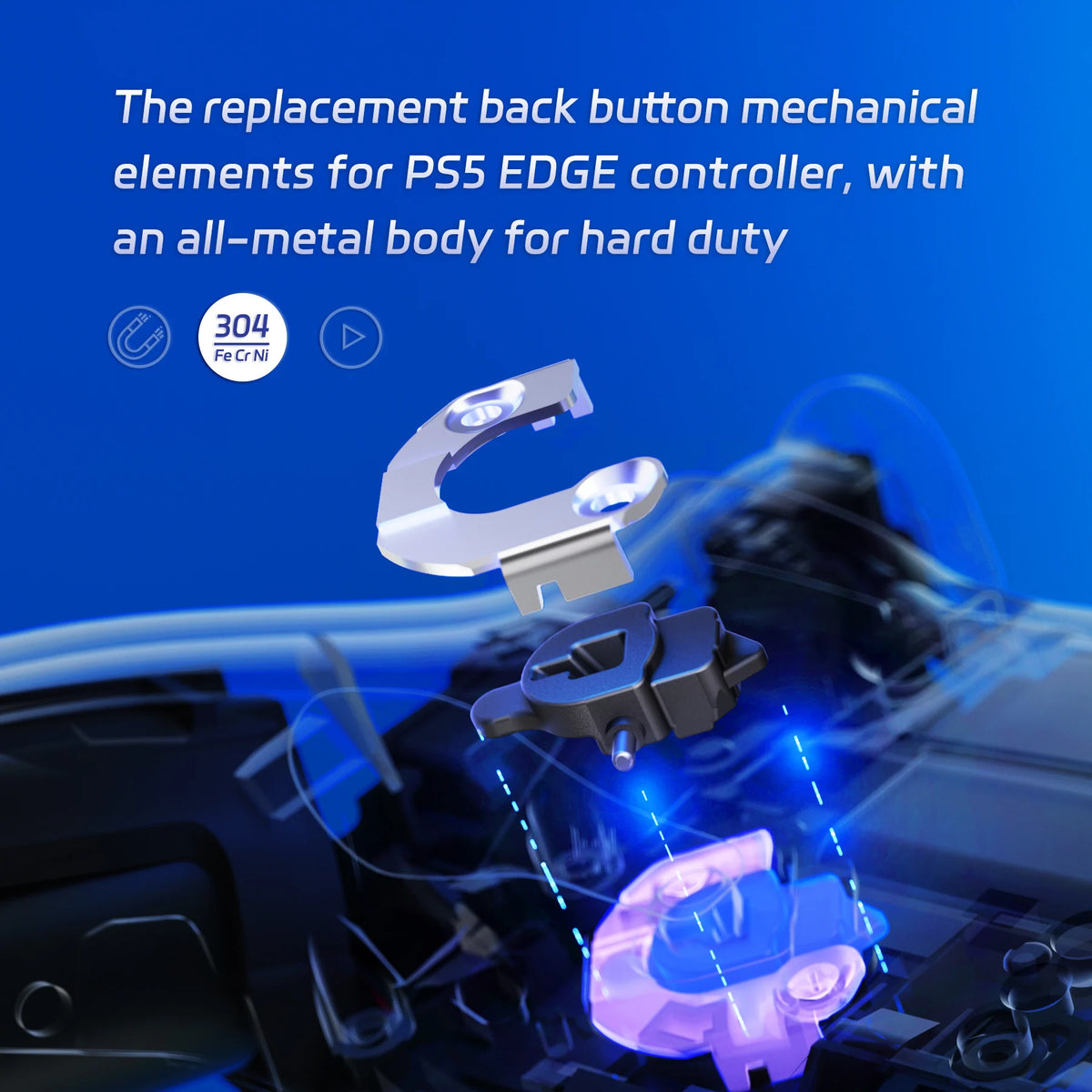 eXtremeRate Back Paddle Replacement Magnetic Module Kit for ps5 Edge Controller, Repair Parts Back Buttons - Without Back Paddle