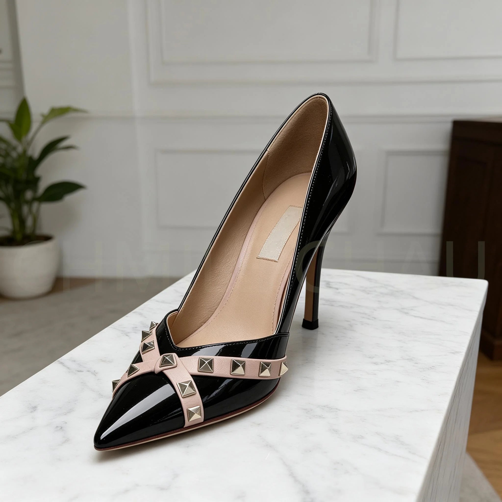 【Measure Your Feet Length Before Order】Rivets Luxry Designer Women Elegant Pumps Pointy Toe Stiletto High Heel Shoes 120-CHC-33