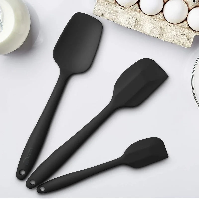 3-Piece Silicone Spatula Set, 600°F Heat Resistant, Black