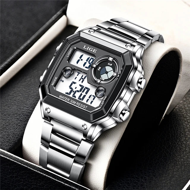 LIGE 2023 NEW Luxury Brand Men Watch Military Digital Watches Sport Wristwatch Mens Waterproof Clock Male Relogio Masculino