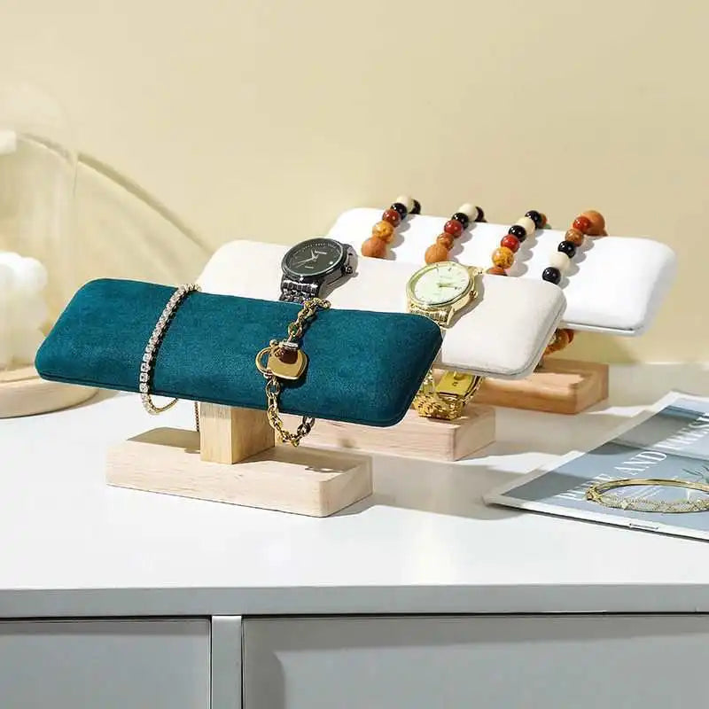1Pc Wooden Watches Display Stands Base Watch Necklace Bracelet Organizer Rack Bangle Scrunchie Headband Showcase Stands