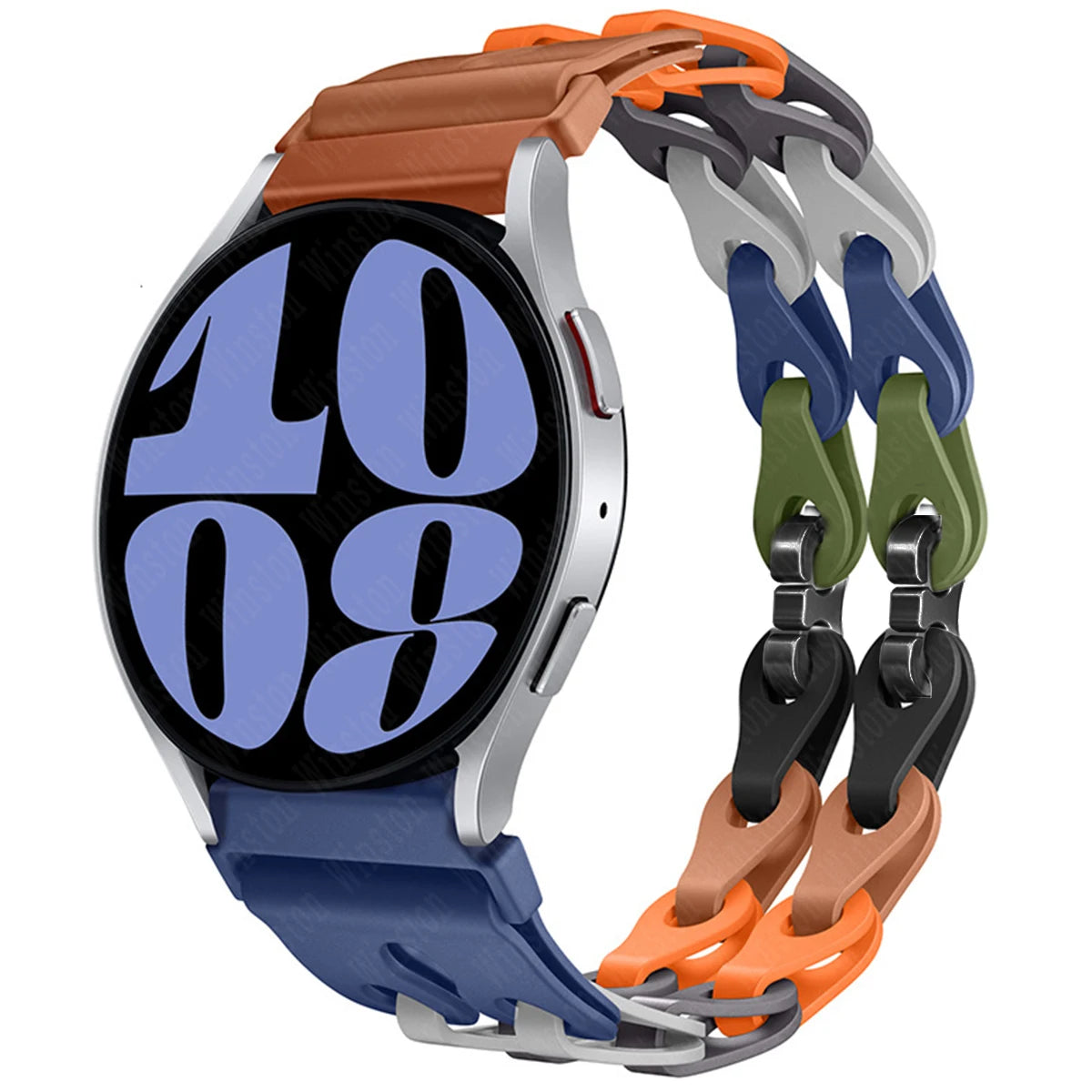 22mm 20mm Chain Strap for Samsung Galaxy Watch 7 6 5 4 6Classic Silicone Band for Huawei GT4 3Pro for Amazfit GTR 4/GTS Bracelet