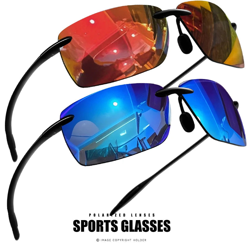 1PCS/2PCS TR90 Ultralight Polarized Sunglasses Men Brand Rimless Frame Driving Mirror Shades Sports Fishing Baseball Eyewear