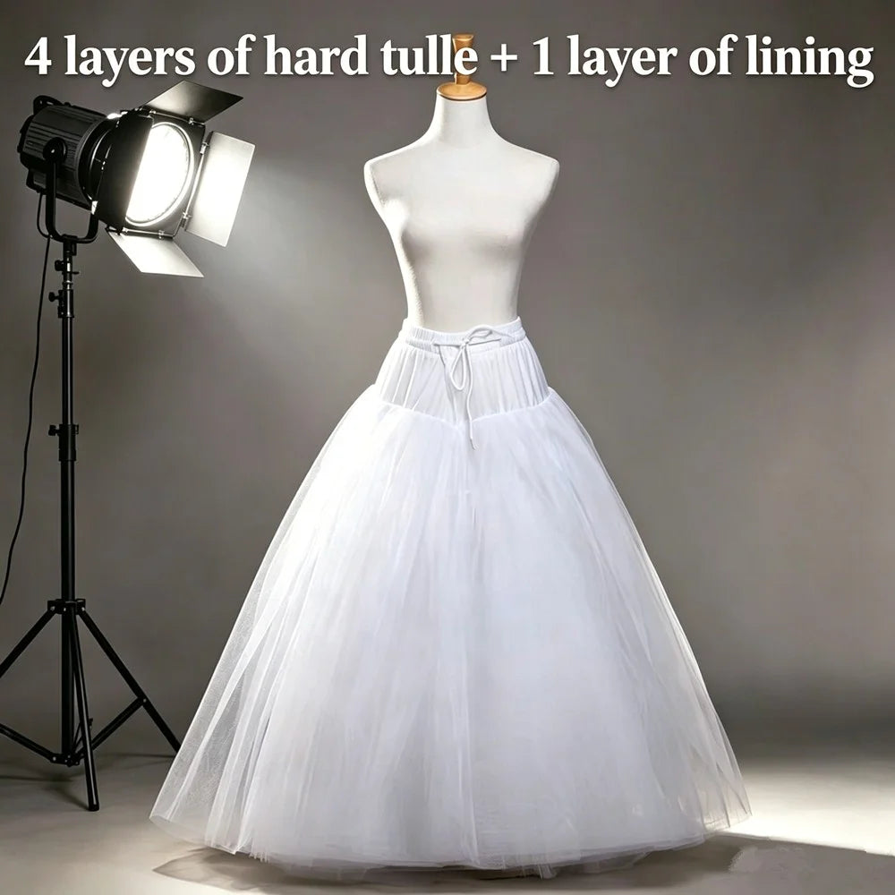 Fluffy 4/6 Hoops Sweet 15 Gown Petticoat Boneless 4 Layers Tulle Crinoline Underskirt for Wedding Dress Bridal Ball Gown Lolita