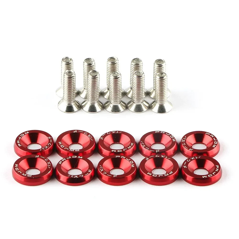 10Pcs M6 Aluminum Alloy Hex Screws Washer License Plate Fasteners Fit For Honda Universal Car Modification Accessories