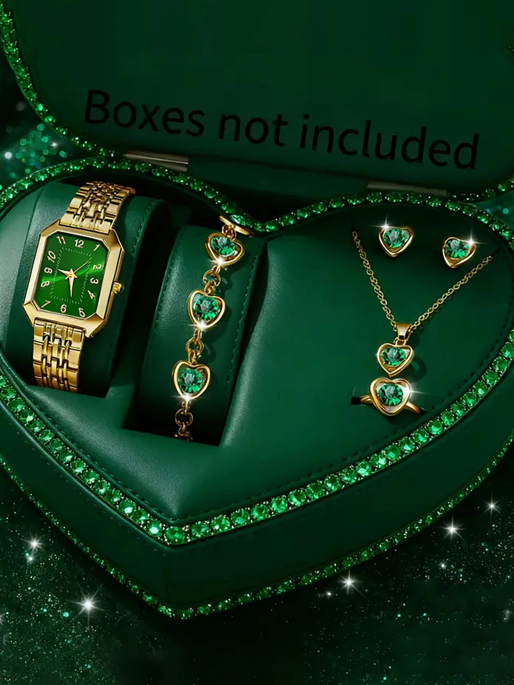 Ladies Quartz Watch Set with Embedded Jewelry Birthday Gift Not Including Box Elegant Timepiece And Accessory Combo