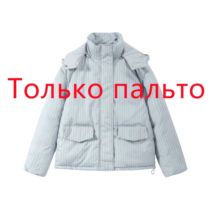 Puffer Women's Two Piece Set Winter Thick Outerwear High Waist Puffer Long Pants Thickened Version Winter Wear 2026 New Arrival