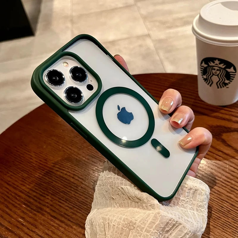 Luxury Magnetic Wireless Charge For Magsafe Case for iPhone 16 15 14 Plus 13 12 11 Pro Max Mini Soft Bumper Transparent Cover