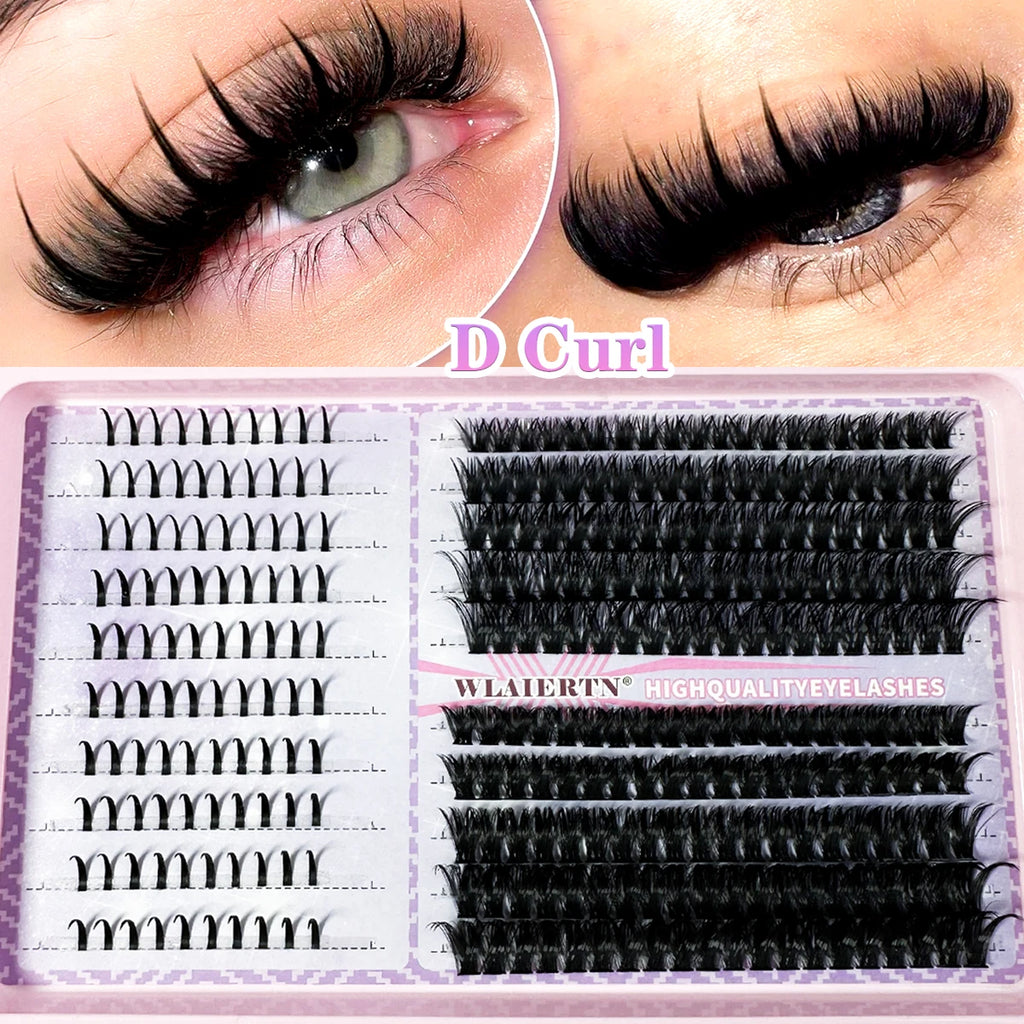 Lash Extensions Kit Spikes Lash Individuals 3D Volume Eyelash Clusters D-Curly Lash Clusters Kit 10-16MM DIY Eyelash Extensions