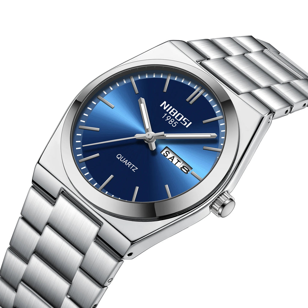 NIBOSI Luxury Watch For Man Waterproof Luminous Date Week Stainless Steel Men Watch Casual Quartz Men's Watches Male Clock+box