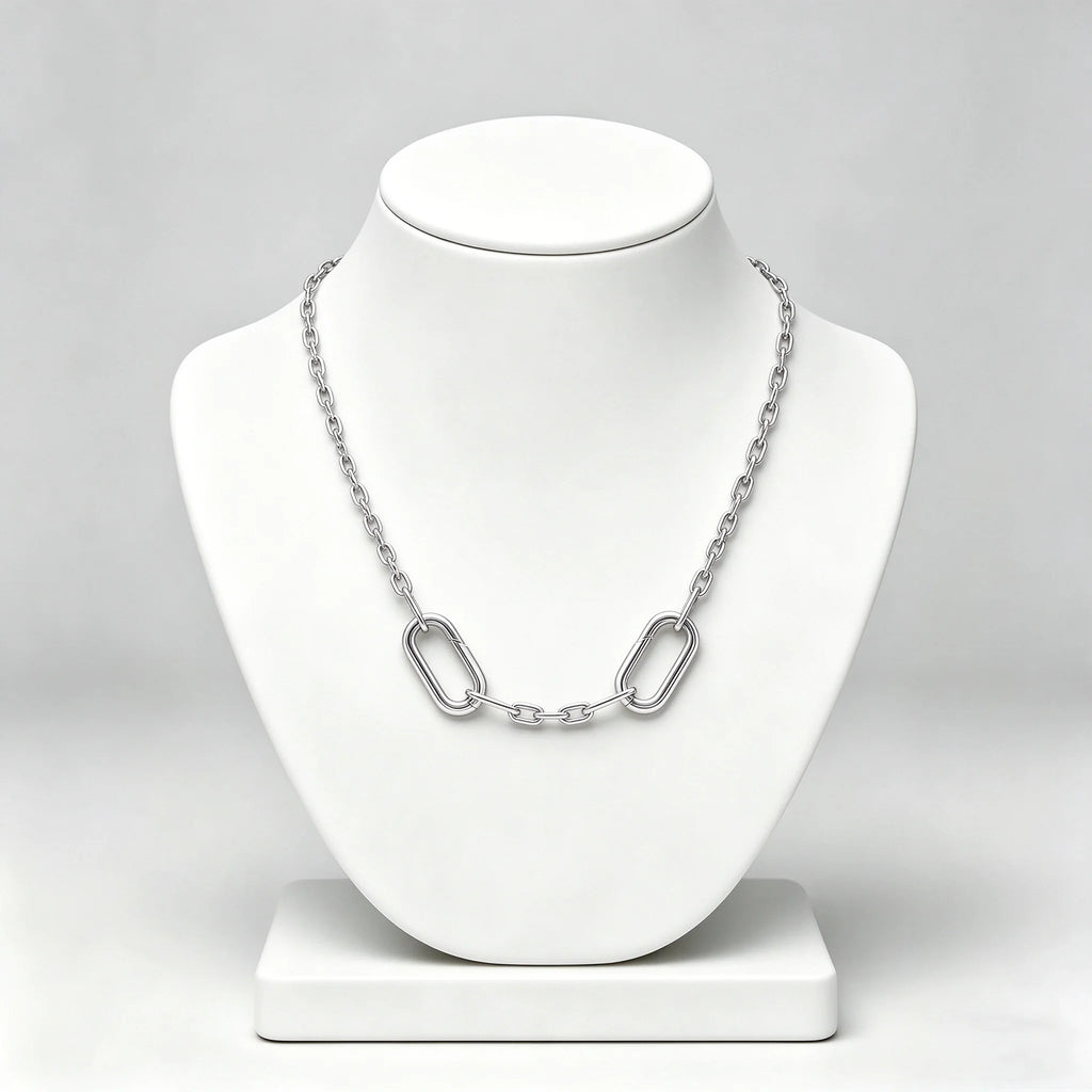 S925 pure silver gold two-color splicing buckle T-shaped women's necklace suitable for daily wear DIY exquisite jewelry gifts