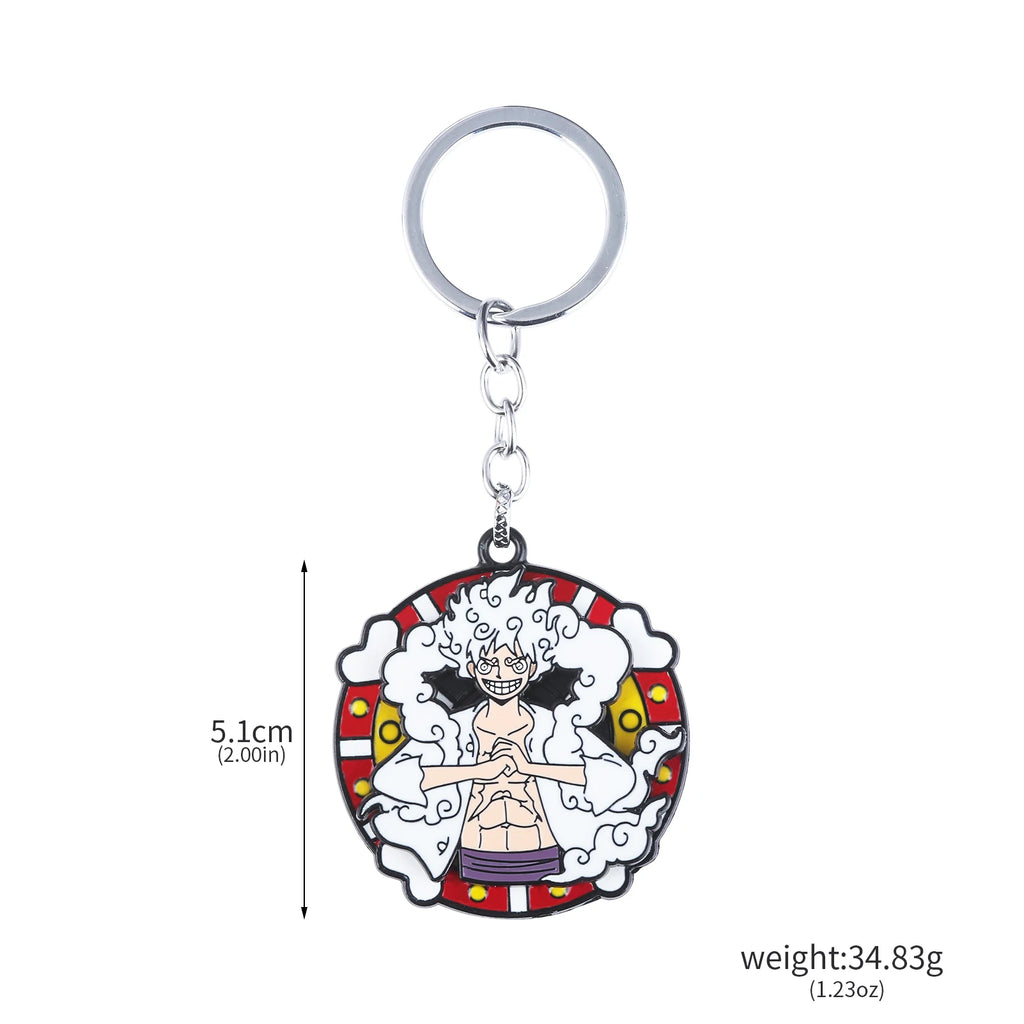One Piece Luffy Straw Hat Keychain Rotatable Zoro Skull Metal Pendant Role-Playing Decorative Accessories Fan Jewelry Gift